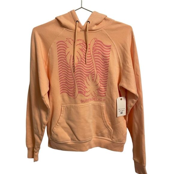 Billa Bong "Surfadelic" Hooded Sweatshirt Peach Size Small NWT - Picture 1 of 7